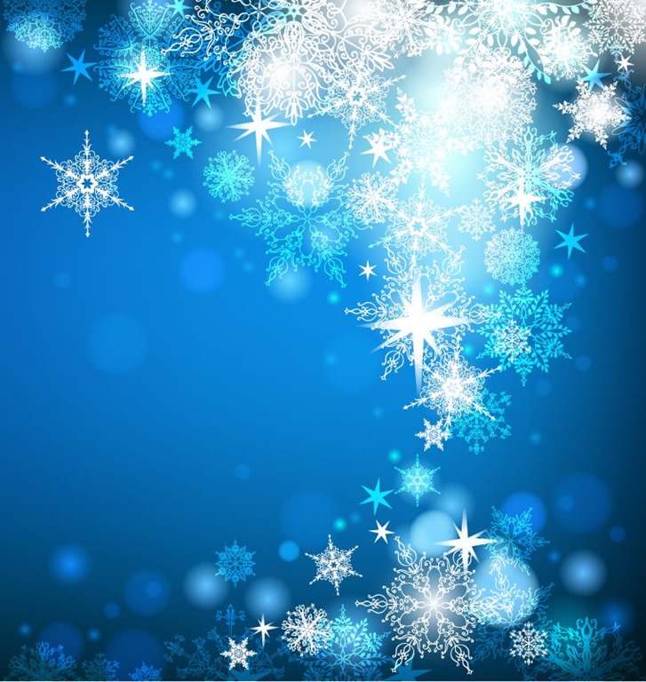 Christmas Card with Snowflakes on Blue Background