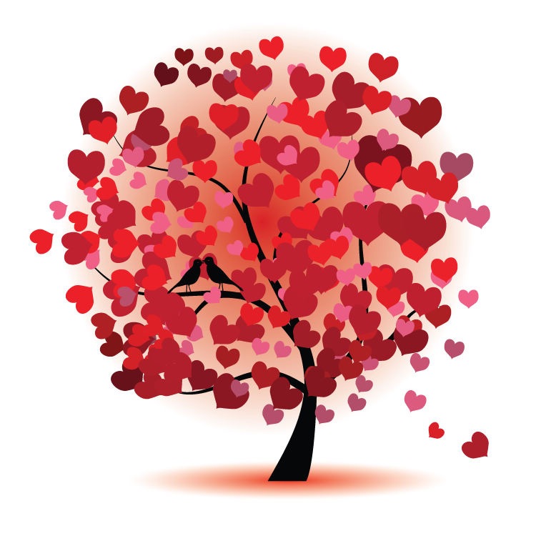 Abstract Love Tree Vector Graphic