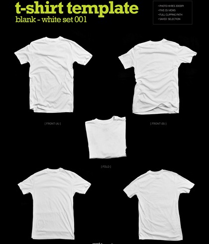 T Shirt Template Blank-white Set