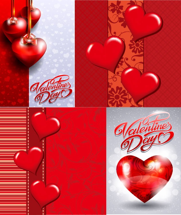 Valentine&rsquo;s Day Greeting Card Vector Set