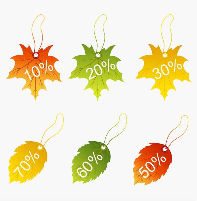Autumnal Discount with Fall Leaves Vector Graphic