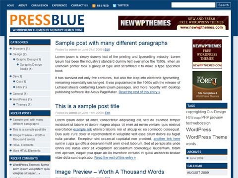 Free WordPress Theme - Press Blue