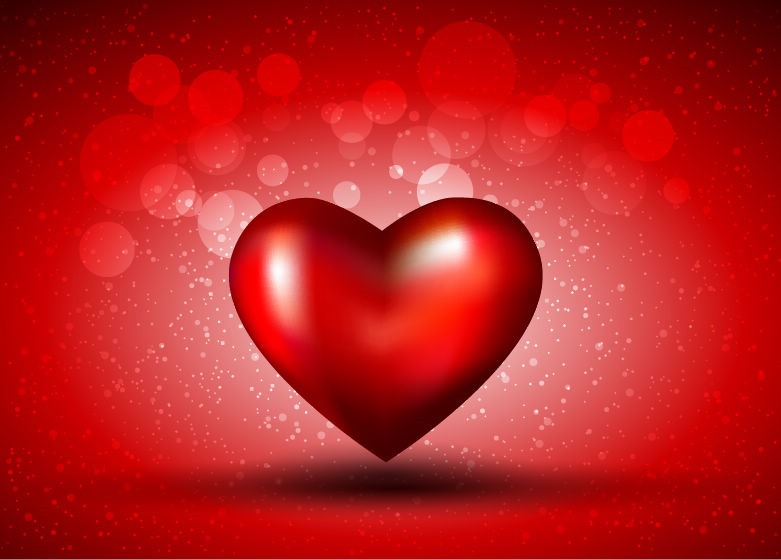 Red Heart on Bokeh Background Vector Graphic