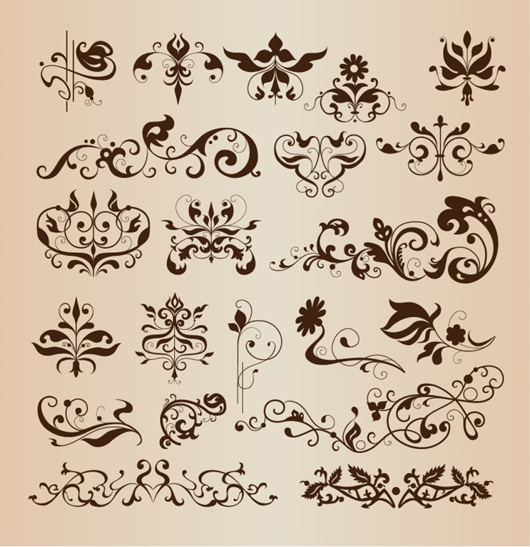 Set of Vector Floral Elements for Design