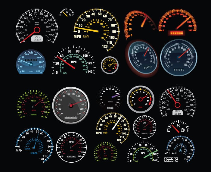 Set of Vector Speedometer and Counter
