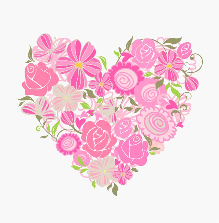Pink Floral Heart Vector Graphic
