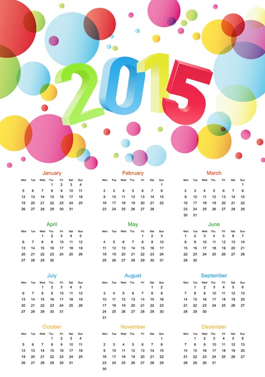 Colorful Calendar 2015 Vector Illustration