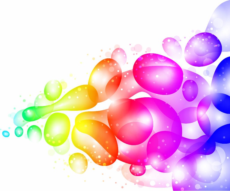 Color Abstract with Transparent Bubbles and Drops Vector Background