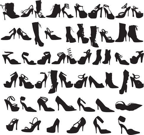 Beauty Fashion Shoes Silhouettes Vector Graphic