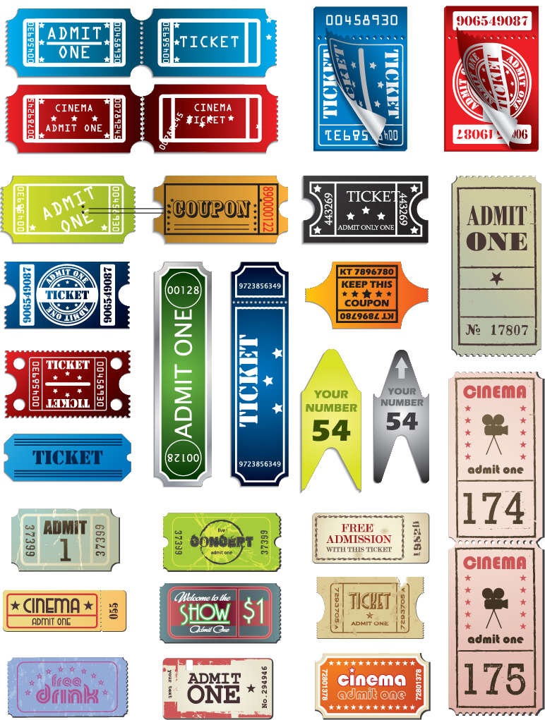 Tickets in Different Styles Vector Set