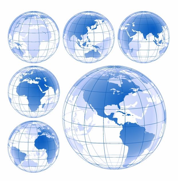 Blue Earth Globe Vector Set