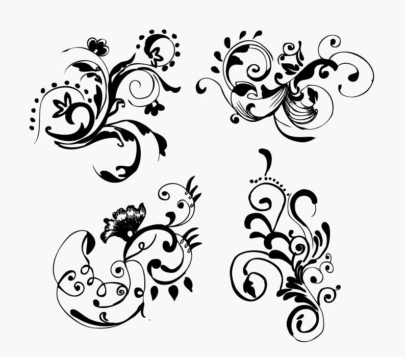 Free Hand Drawn Floral Vector Graphics