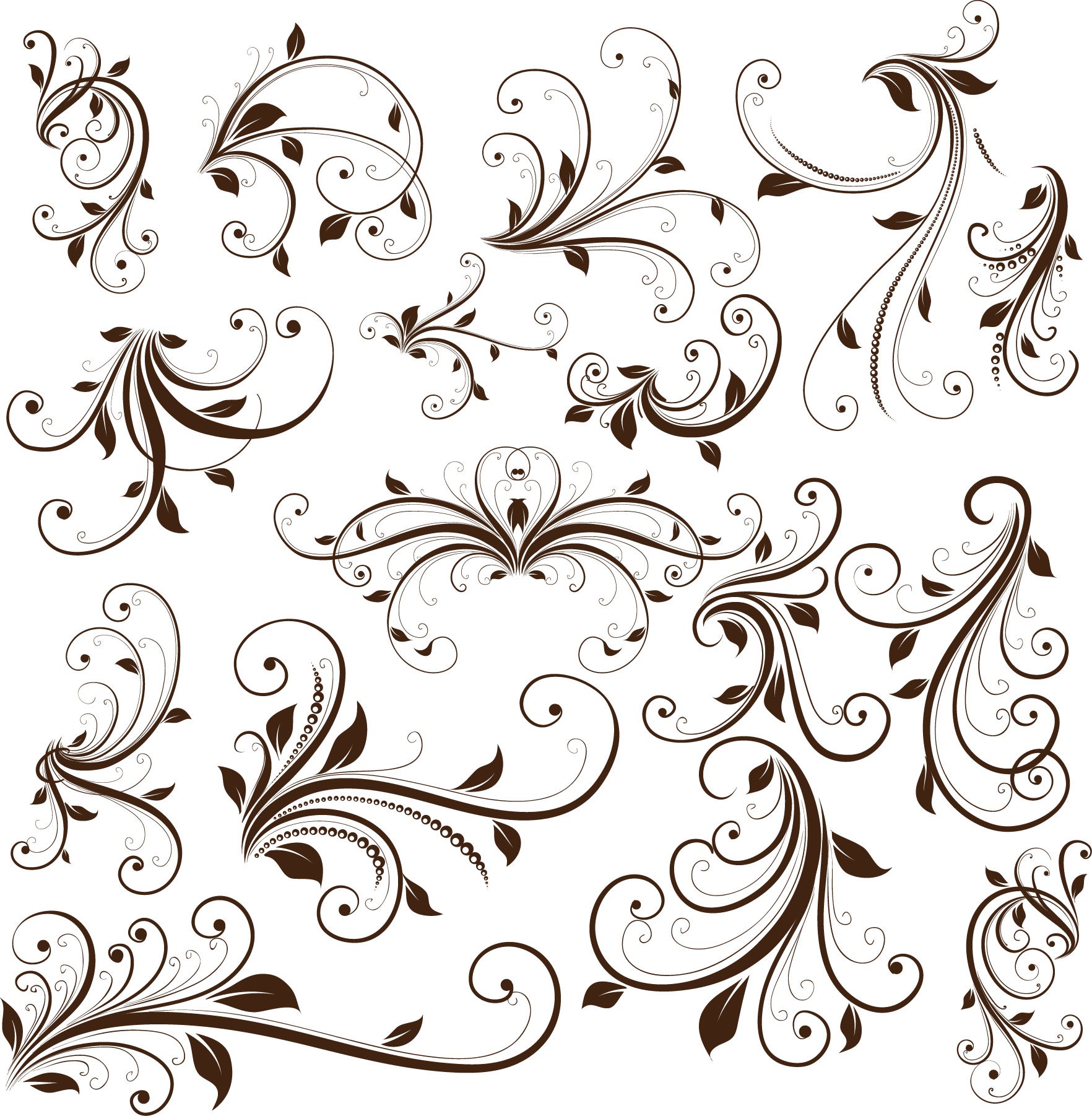 Swirl Floral Decorative Element Vector Graphic