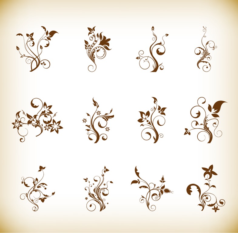 Abstract Floral Element Vector Set