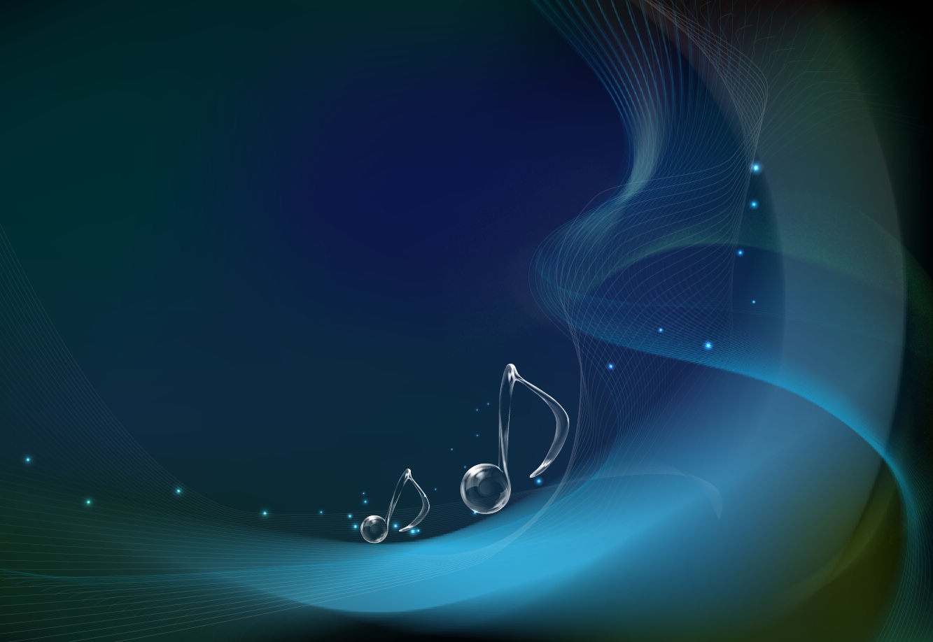Vector Musical Notes on Wave Background