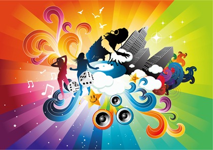 The trend of color vector theme music poster