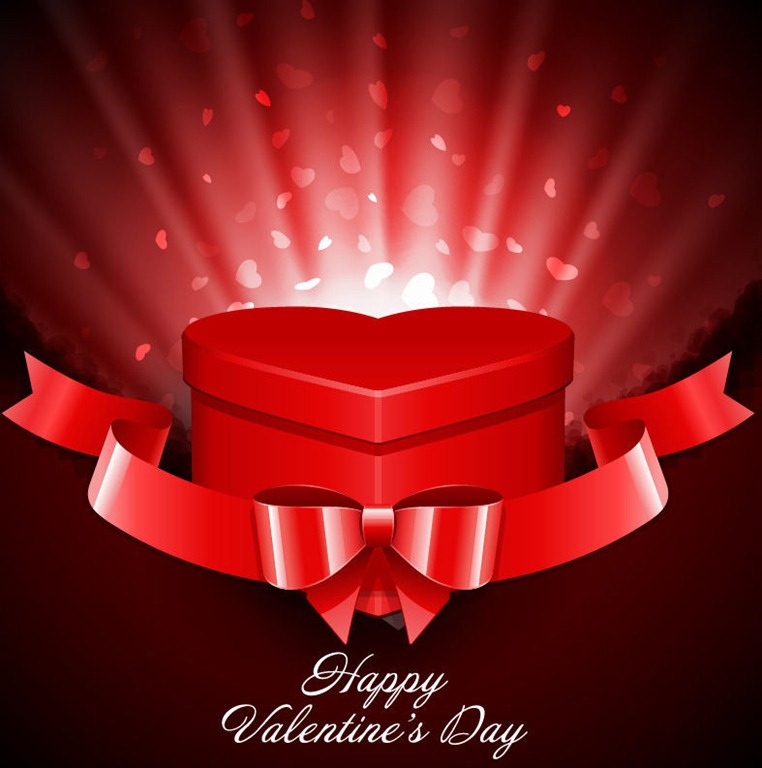 Heart Gift Present with Fly Hearts Valentine's Day Background