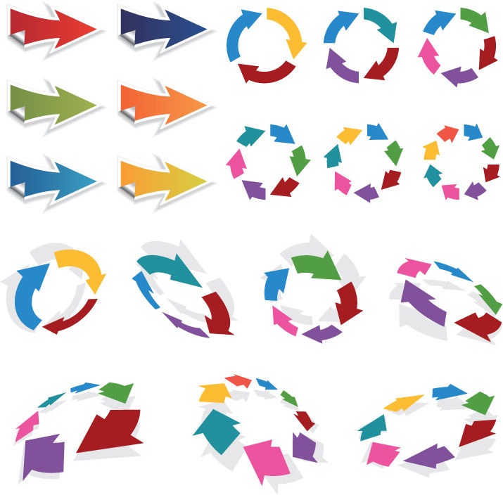 Colorful 3D Vector Arrows Set