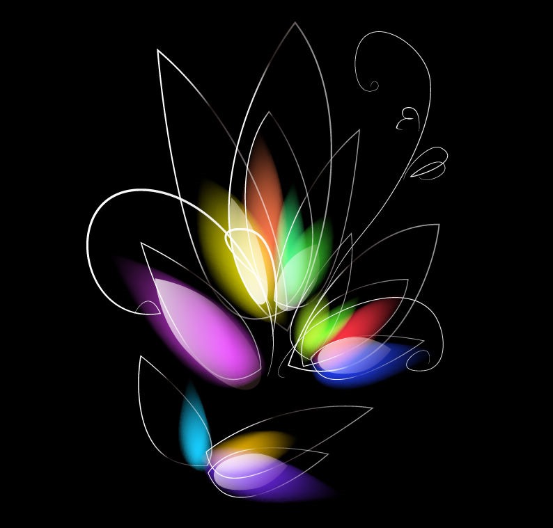 Abstract Colorful Floral on Black Background Vector