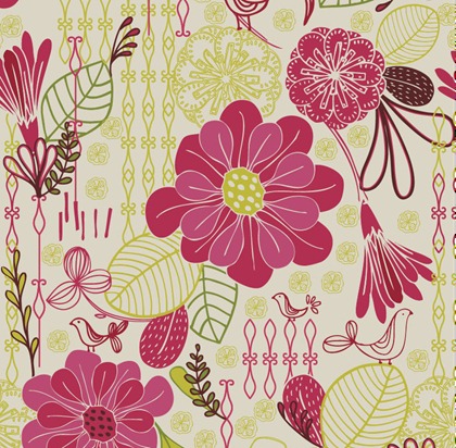 Free Retro Floral Pattern Seamless Background Vector