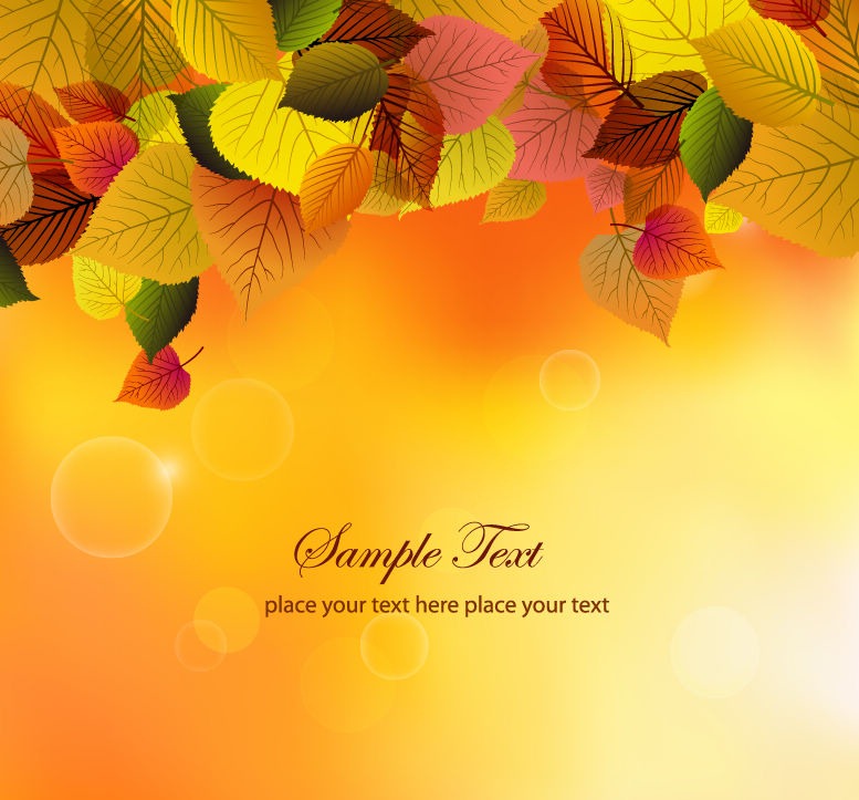 Autumn Background with Leaves Vector Illustration