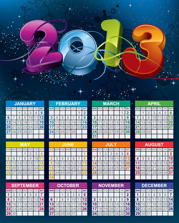 Vector Calendar 2013 New Year