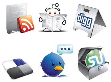 6 Free New Social Icons – Digg, Twitter, Stumble, RSS, Delicious &amp; Reddit