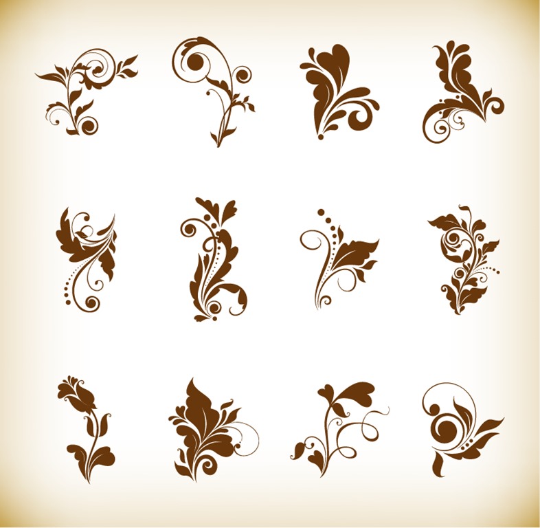 Set of Beautiful Floral Elements Vector Illustration