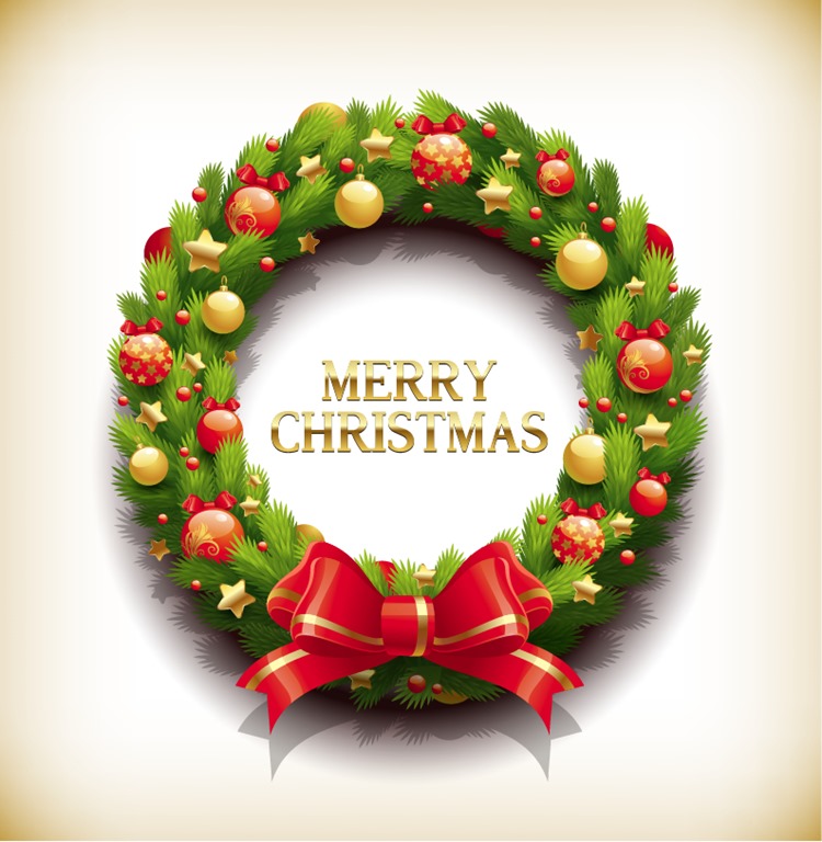 Christmas Wreath with Decorations Vecror Illustration
