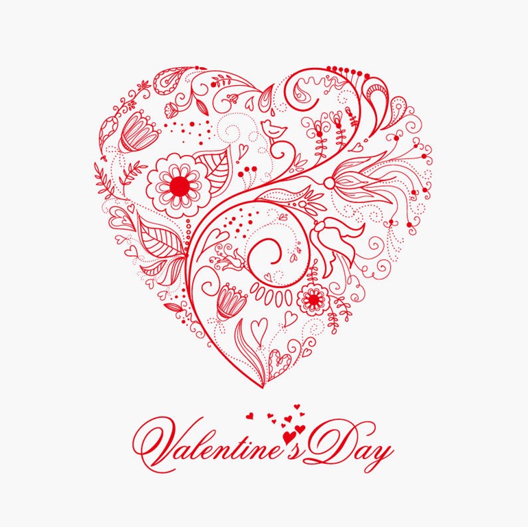 Beautiful Greeting Floral Heart Vector Illustration
