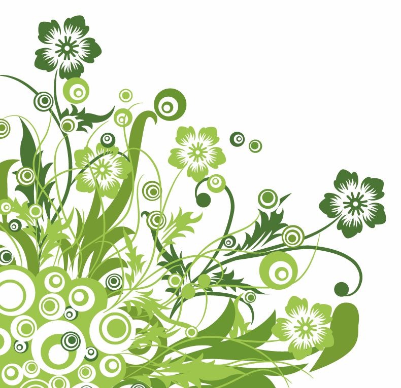 Green Floral Design Vector Graphic