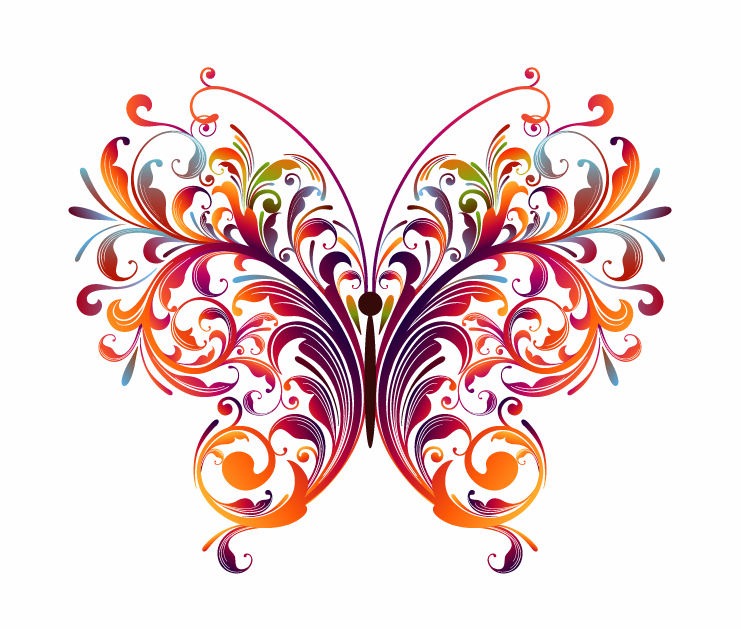 Abstract Floral Butterfly Vector Graphic