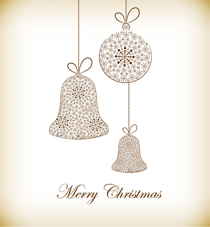 Christmas Ball and Bell Made from Snowflakes Vector Illustration