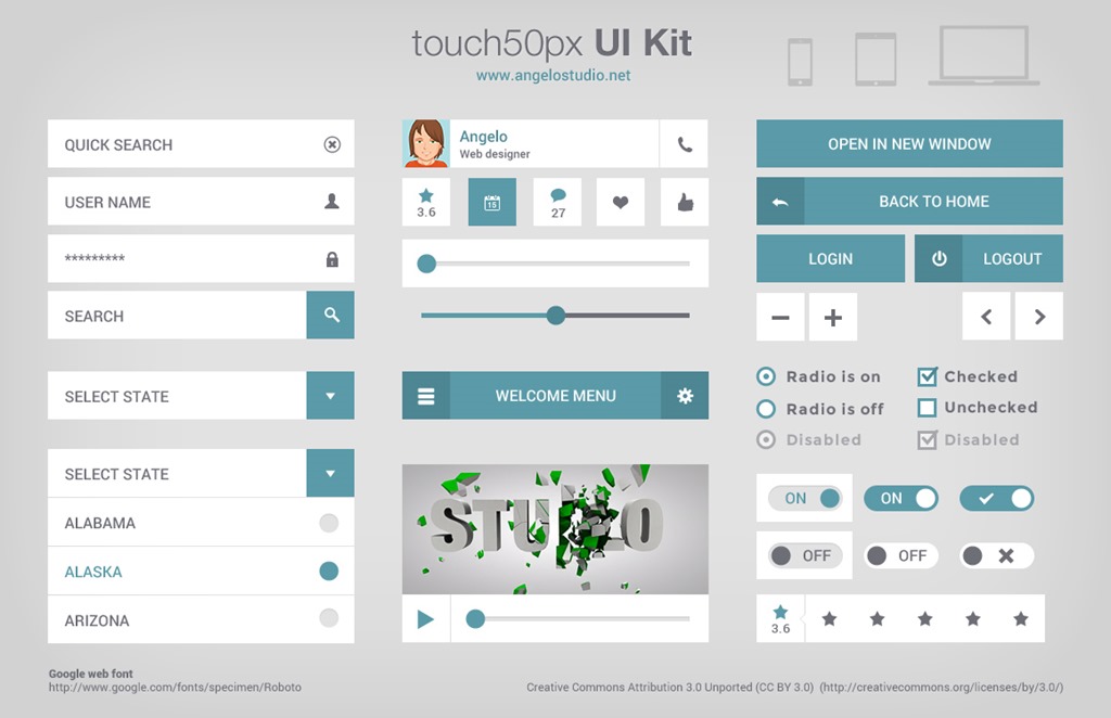 Touch 50px Free UI Kit