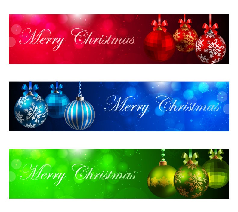 Vector Set of Horizontal Christmas New Year Banners