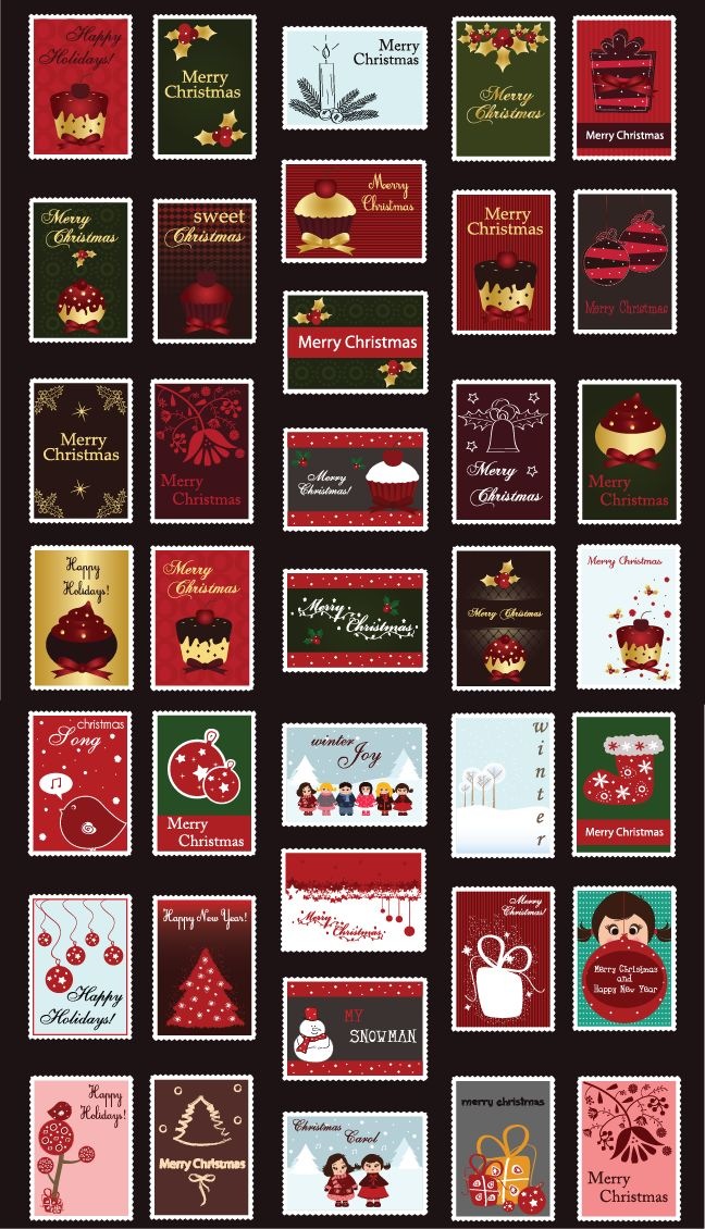 Christmas Stamps Vector Collection