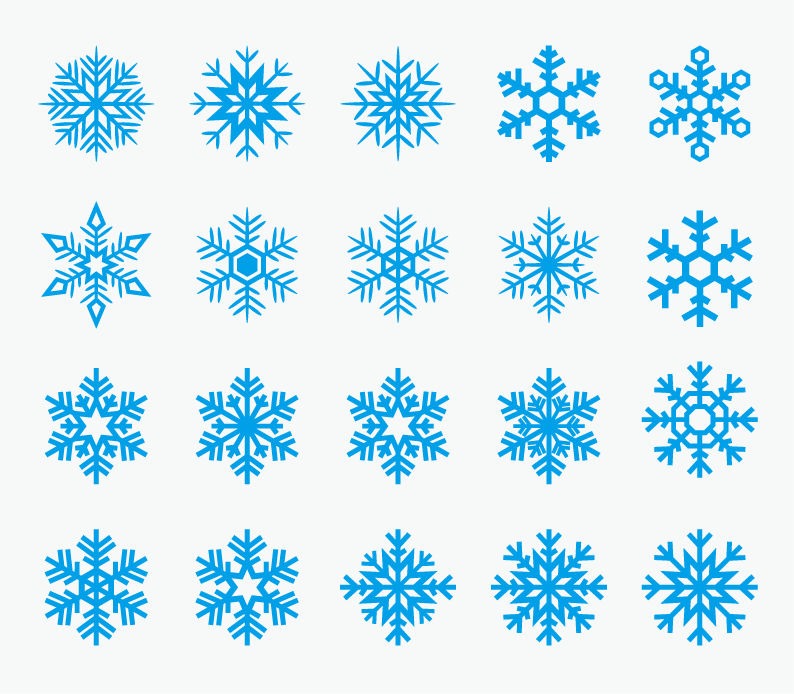 Blue Snowflakes Vector Set