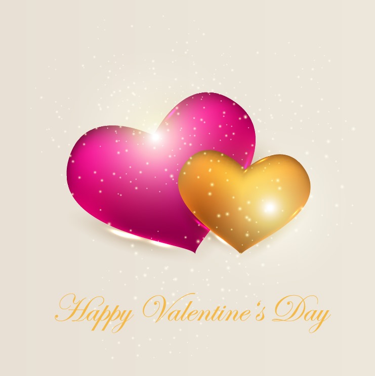 Valentines Day Card with Sparkling Heart Vector Illustration