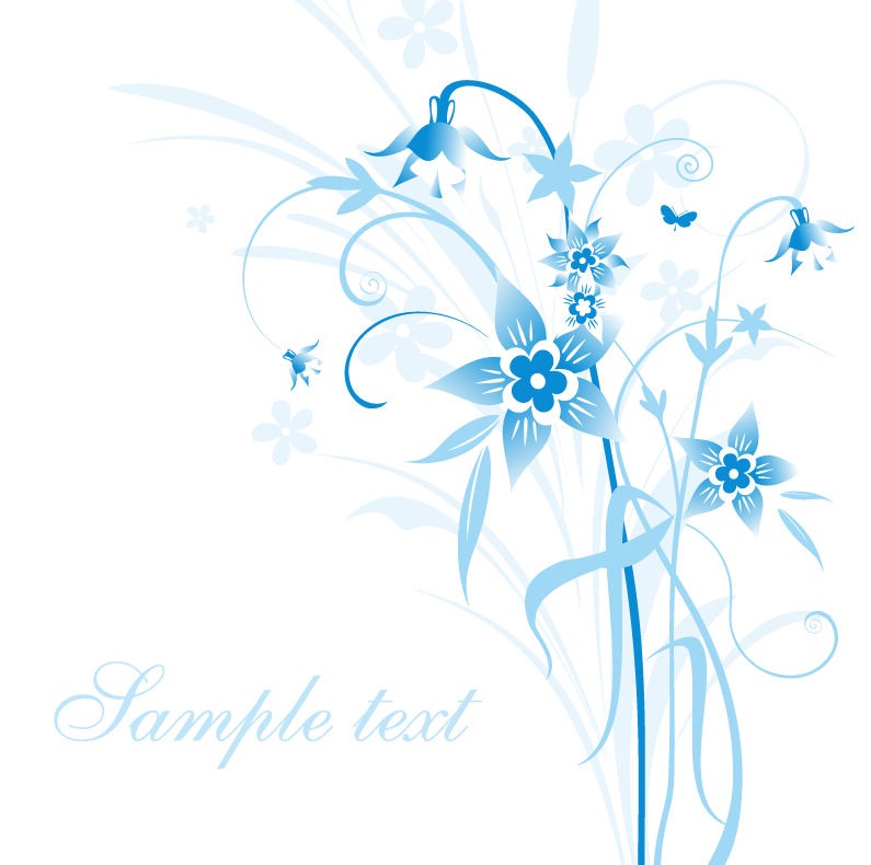 Abstract Blue Floral Vector Illustration