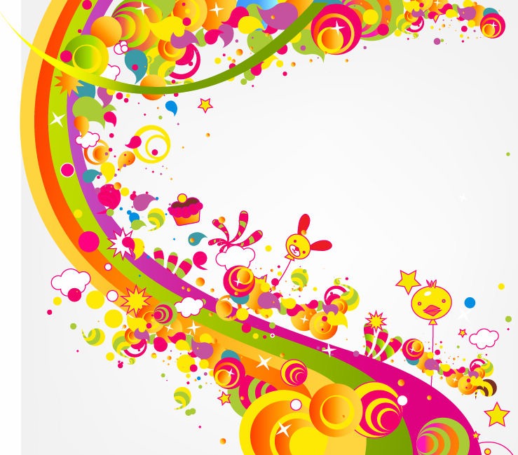 Free Abstract Happy Cute Rainbow Color Vector Illustration
