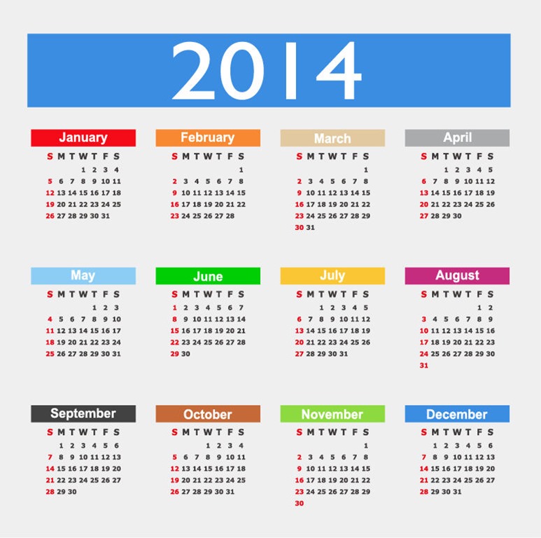 Calendar Design 2014 Year Vector Graphic