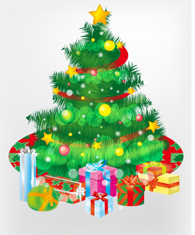 Free Christmas Tree and Gift Boxes Vector Graphic