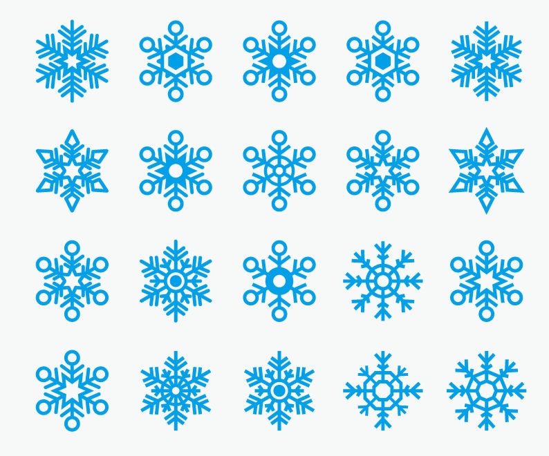 Snowflakes Shape Icon Vector Collection