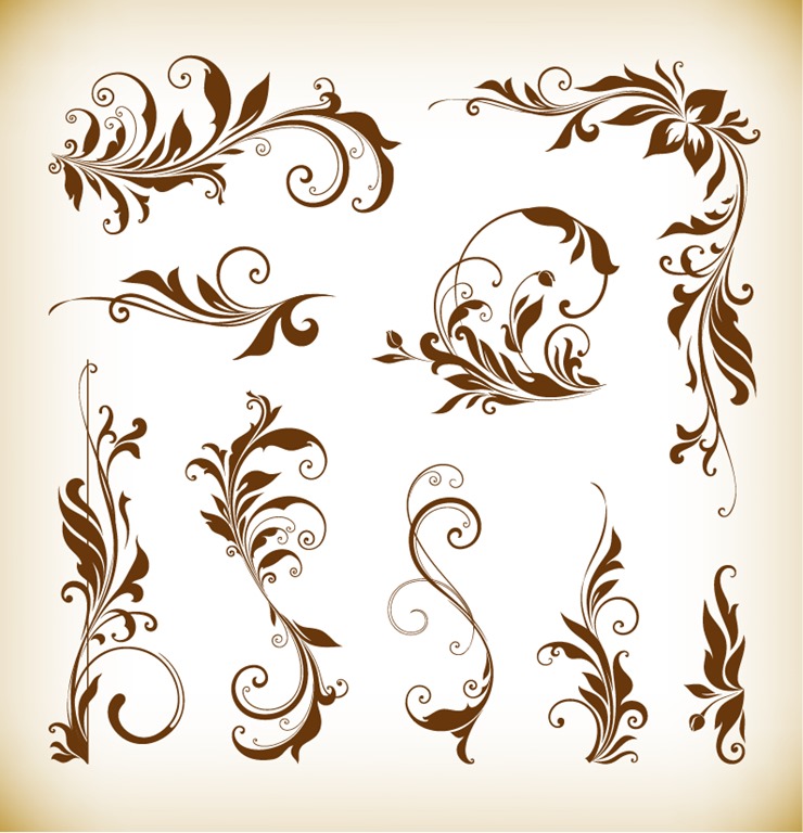 Vector Illustration Set of Floral Design Element