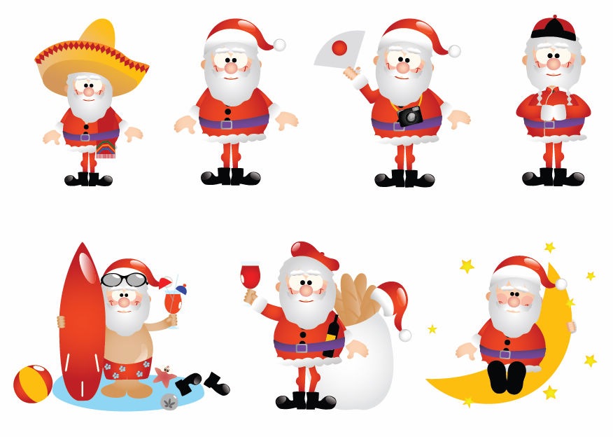 Cartoon Santa Vector Set