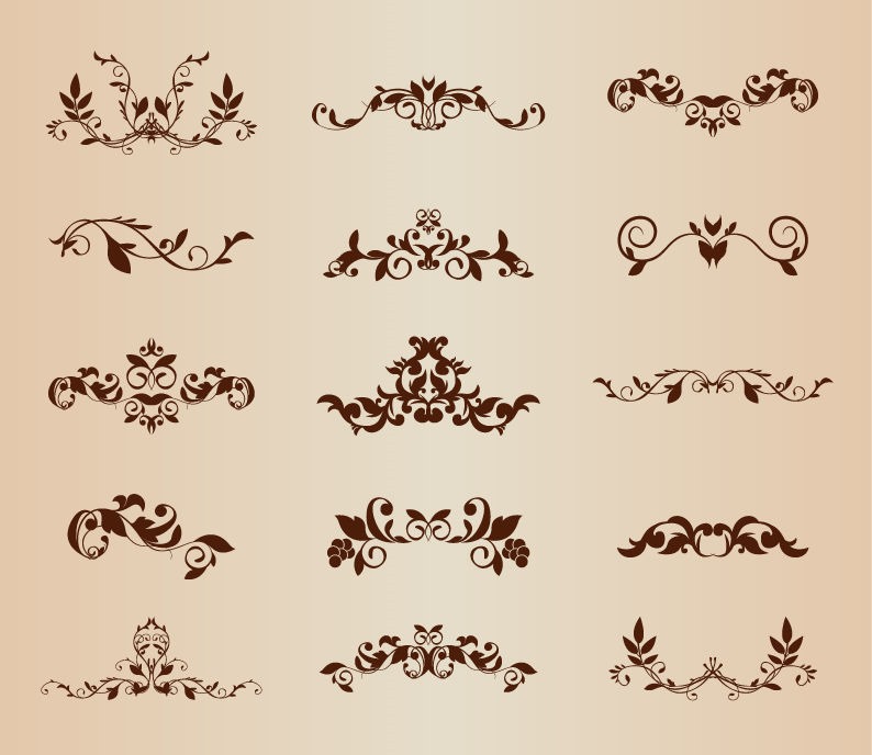 Set of Vector Floral Ornamental Elements for Design