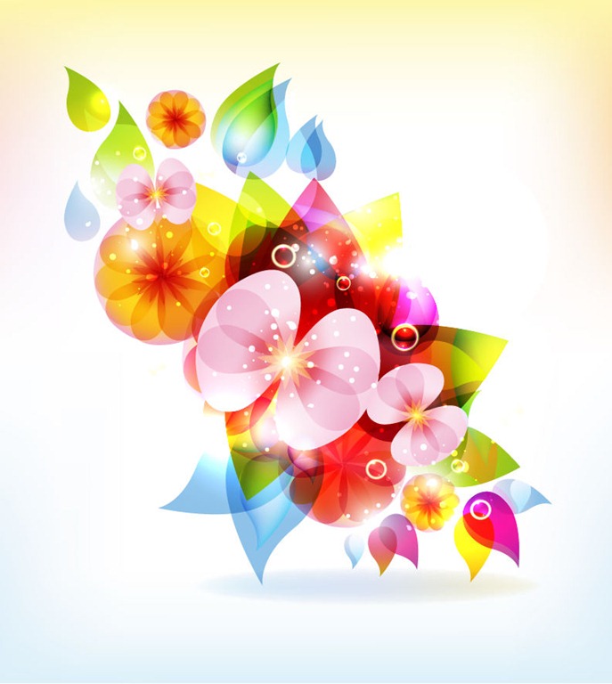 Abstract Colorful Flowers Vector Background
