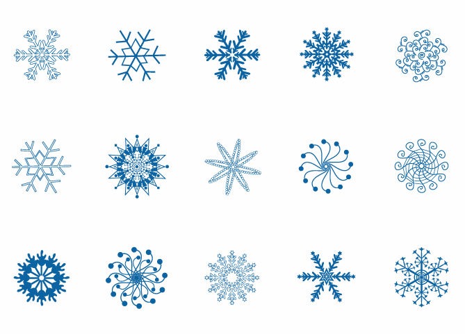 Snowflake Winter Set Vector Illustration