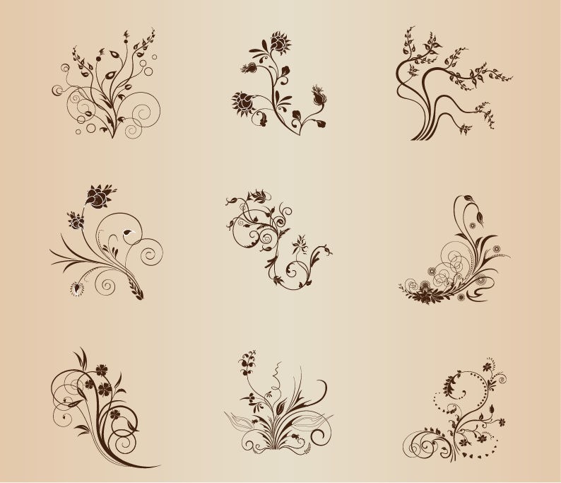Set of Floral Elements for Design Vector Illustration