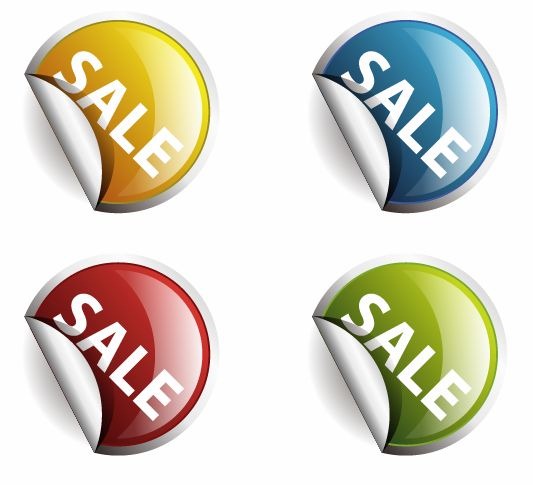 4 Colors Round Labels or Stickers for Sale